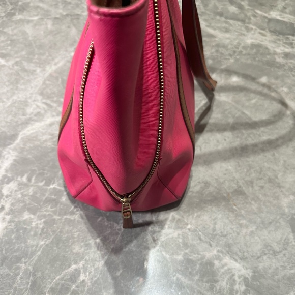 Fossil Magenta Saffiano Leather Large Tote Shoulder Handbag - Picture 6 of 8